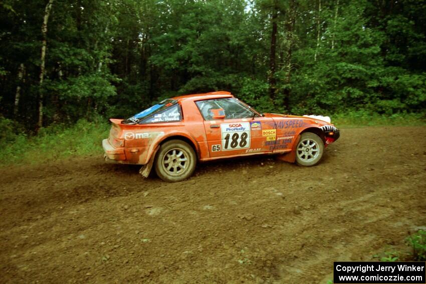 Andrew Havas / John Allen Mazda RX-7 comes out of a 90-right on SS2 (Stump Lake).