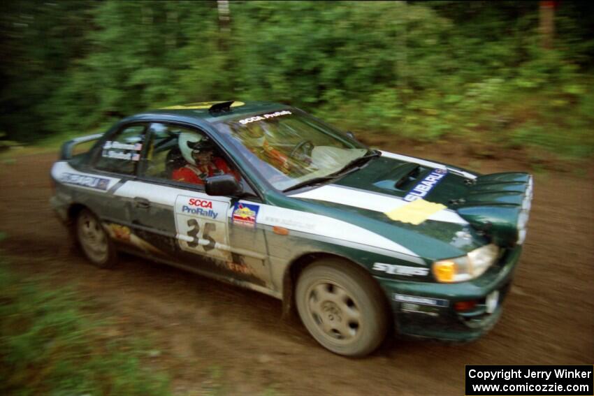 Lee Shadbolt / Bob Sherman Subaru Impreza comes out of a 90-right on SS2 (Stump Lake).