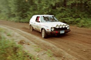 Bob Nielsen / Ed Wahl VW GTI  comes into a 90-right on SS2 (Stump Lake).