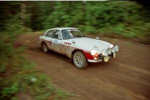 Phil Smith / Dallas Smith MGB-GT comes out of a 90-right on SS2 (Stump Lake).