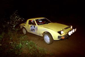 Scott Justus / Sumit Panjabi Mazda RX-7 comes out of a 90-right on SS2 (Stump Lake).