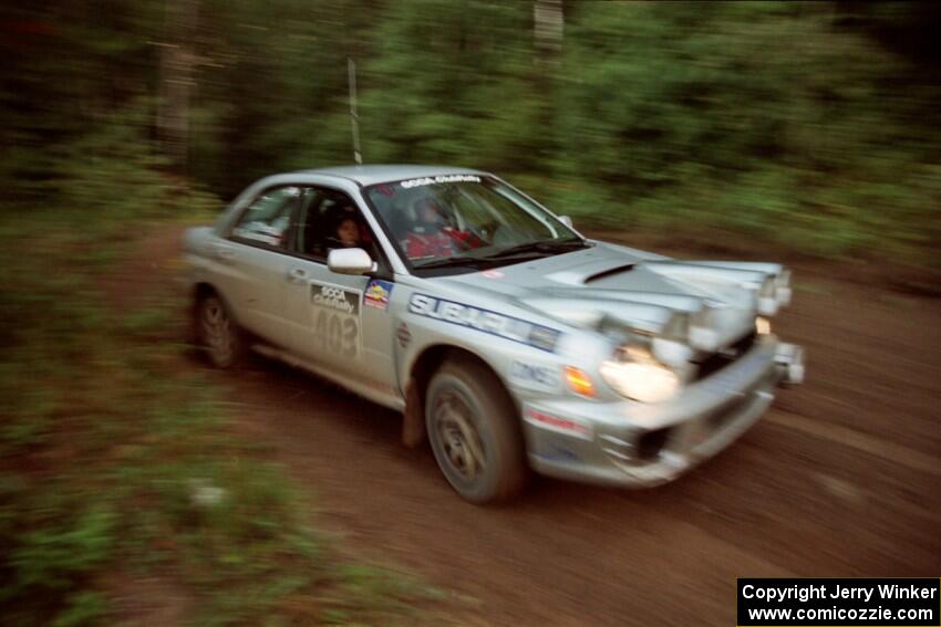 Wyeth Gubelmann / Therin Pace Subaru WRX comes out of a 90-right on SS2 (Stump Lake).