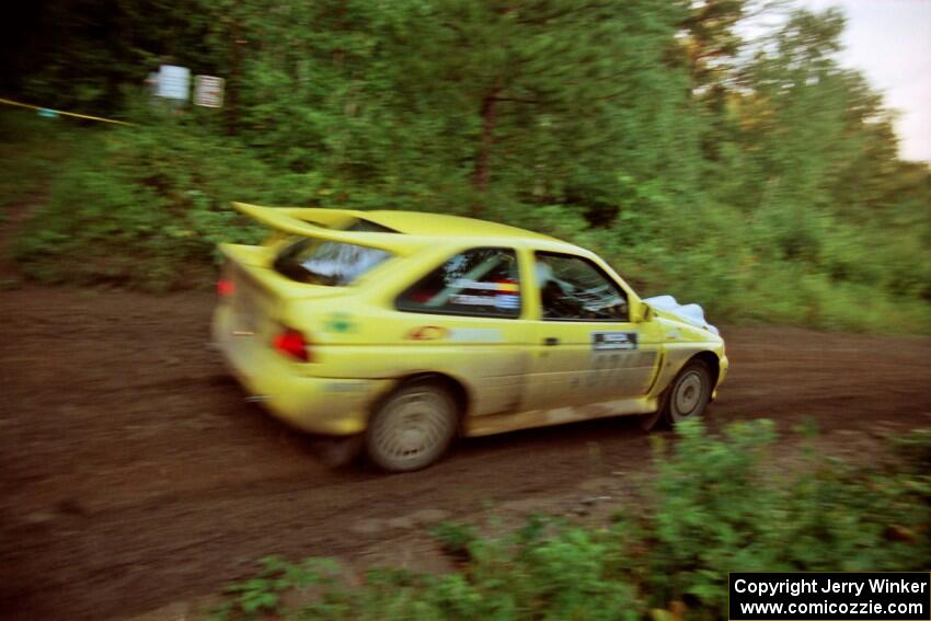 Tony Birbilis / Jose Vicente Ford Escort Cosworth RS comes out of a 90-right on SS2 (Stump Lake).