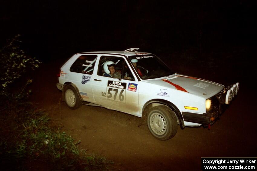 Doug Davenport / Tim Herman VW GTI comes out of a 90-right on SS2 (Stump Lake).