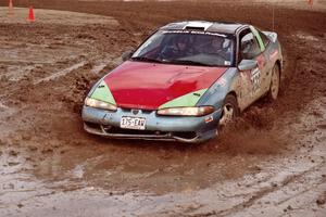 Ron Nelson / Brian Moody Eagle Talon slops through the mud on SS7 (Speedway Shenanigans).