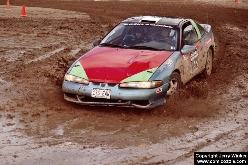 Ron Nelson / Brian Moody Eagle Talon slops through the mud on SS7 (Speedway Shenanigans).