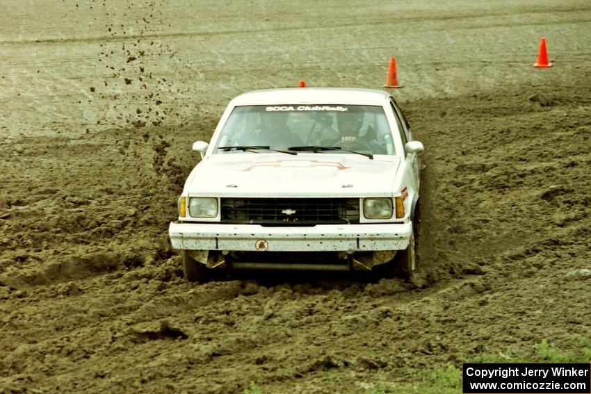 Jerry Brownell / Jim Windsor Chevy Citation X-11 slops through the mud on SS7 (Speedway Shenanigans).