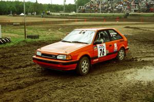 Gail Truess / Jeff Secor Mazda 323GTX on SS7 (Speedway Shenanigans).