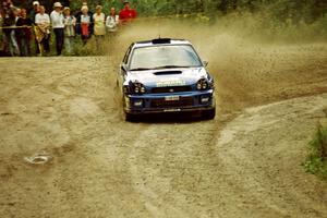 Mark Lovell / Steve Turvey Subaru WRX STi at the spectator point on SS9 (The Spurs).