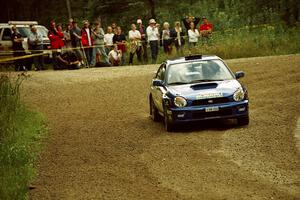 Karl Scheible / Brian Maxwell Subaru WRX STi at the spectator point on SS9 (The Spurs).