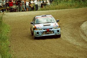 Alec Ellsworth /	Steve Kaczkowski Mitsubishi Lancer Evo IV at the spectator point on SS9 (The Spurs).