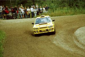 Paul Eklund / Scott Huhn Subaru Impreza at the spectator point on SS9 (The Spurs).