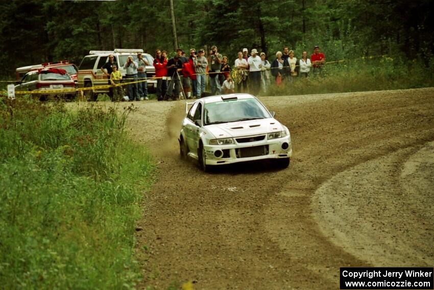 Seamus Burke / Frank Cunningham Mitsubishi Lancer Evo VI at the spectator point on SS9 (The Spurs).