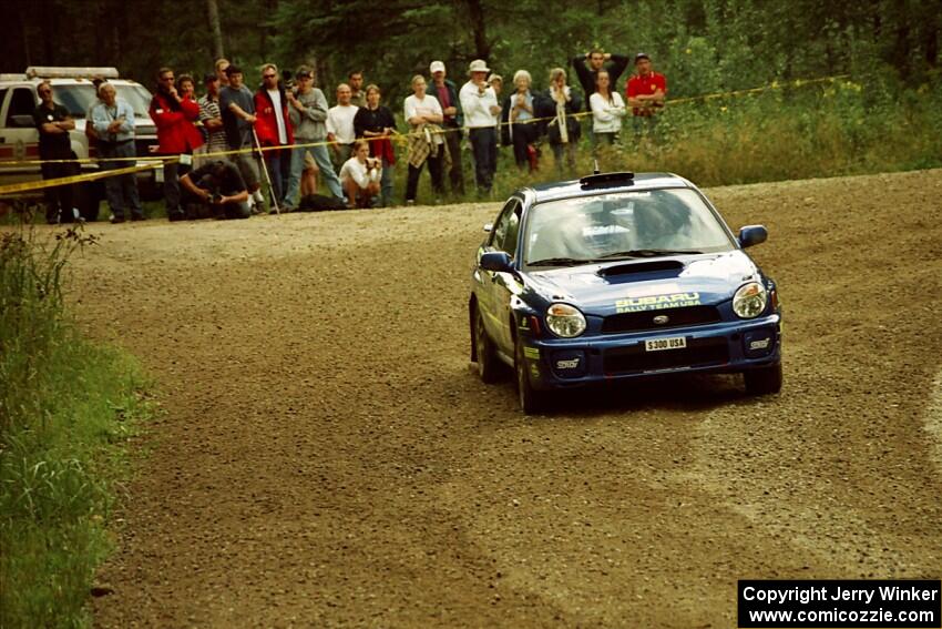 Karl Scheible / Brian Maxwell Subaru WRX STi at the spectator point on SS9 (The Spurs).