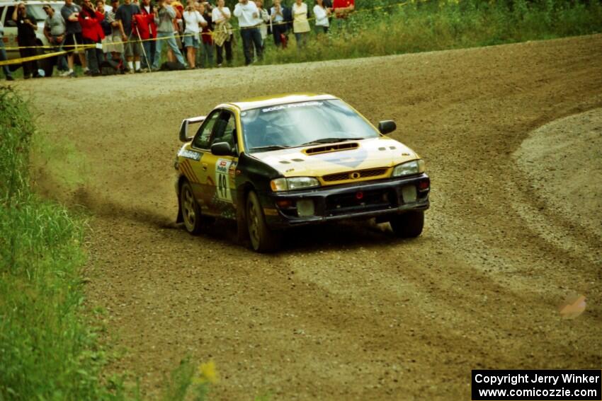 Jonathan Ryther / Janice Damitio Subaru Impreza 2.5RS at the spectator point on SS9 (The Spurs).