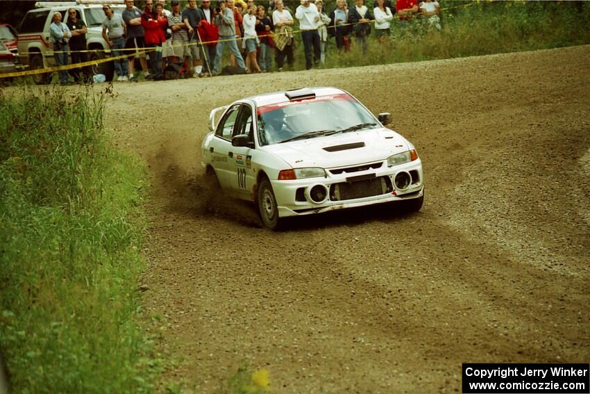 Tim Paterson / Scott Ferguson Mitsubishi Lancer Evo IV at the spectator point on SS9 (The Spurs).