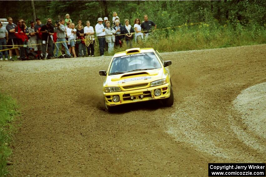 Paul Eklund / Scott Huhn Subaru Impreza at the spectator point on SS9 (The Spurs).