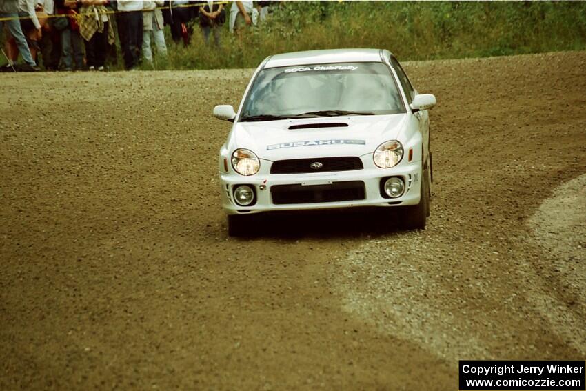 Nat T-Stow / Amity Trowbridge Subaru WRX at the spectator point on SS9 (The Spurs).