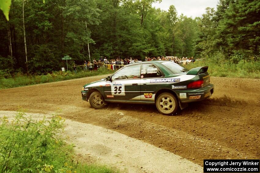 Lee Shadbolt / Bob Sherman Subaru Impreza at the spectator point on SS9 (The Spurs).