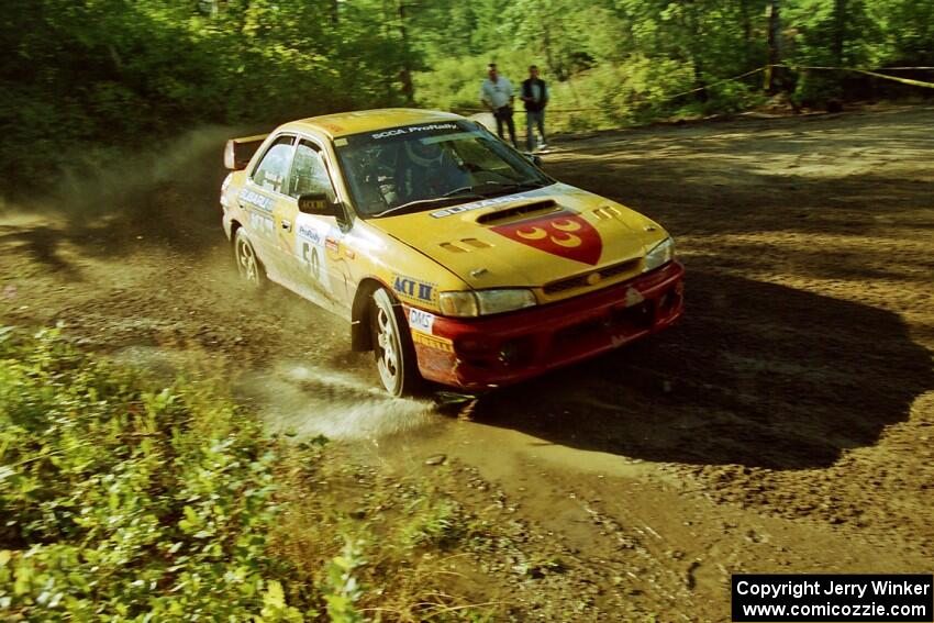 Steve Gingras / Bill Westrick Subaru Impreza 2.5RS powers out of a sharp left-hander on SS13 (Steamboat).