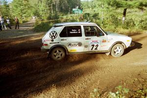 Jon Hamilton / Ken Sabo VW Rabbit powers out of a sharp left-hander on SS13 (Steamboat).