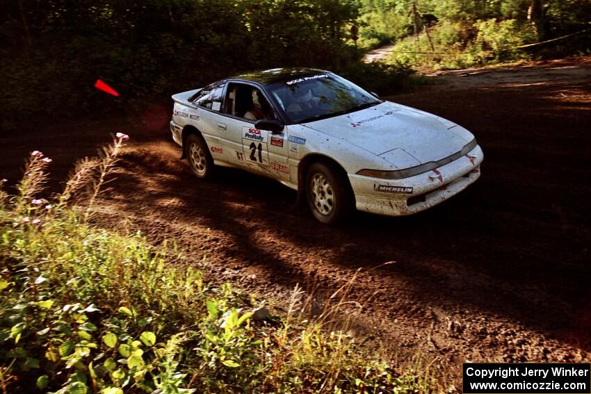 Chris Czyzio / Eric Carlson Mitsubishi Eclipse GSX powers out of a sharp left-hander on SS13 (Steamboat).