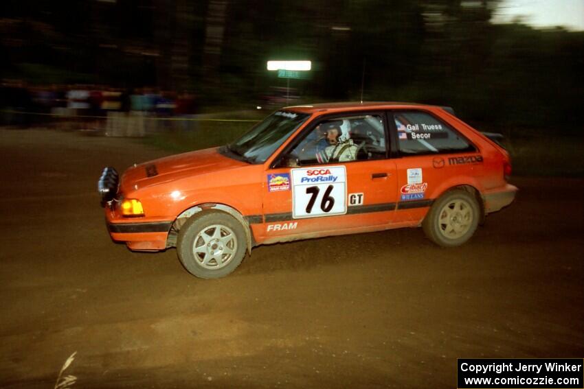 Gail Truess / Jeff Secor Mazda 323GTX on SS14 (Gulch).