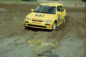 Tony Birbilis / Jose Vicente Ford Escort Cosworth RS slops through the mud on SS7 (Speedway Shenanigans).