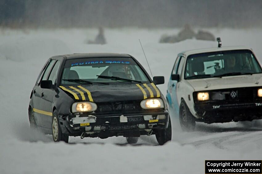 Mark Olson's VW Golf and Brad Johnson's VW Rabbit