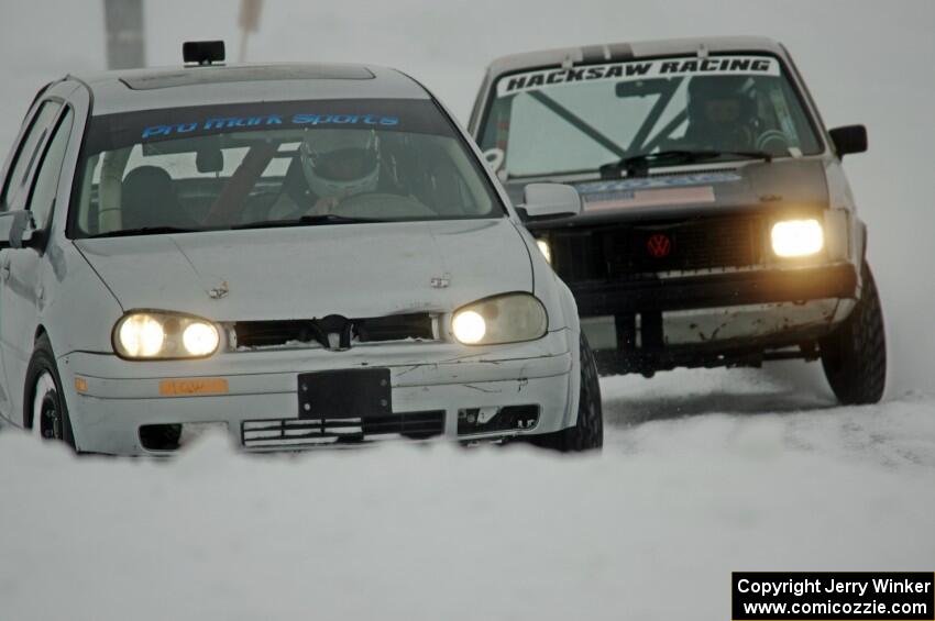 John Kochevar's VW Golf and Matt Bjorge's VW Rabbit