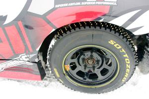 Heavily studded tires on Josh Robinson's Nissan 350Z.