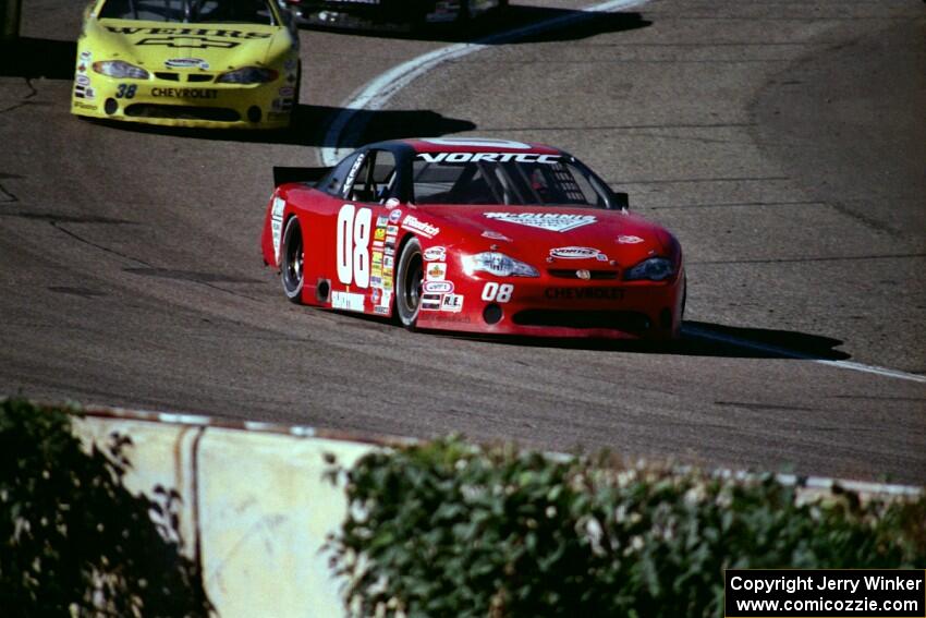 (08) John Silverthorne's Chevy Monte Carlo and (38) Johnny Spaw's Chevy Monte Carlo