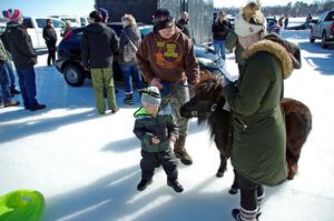 A miniature Shetland Pony came out to see the iceracers.