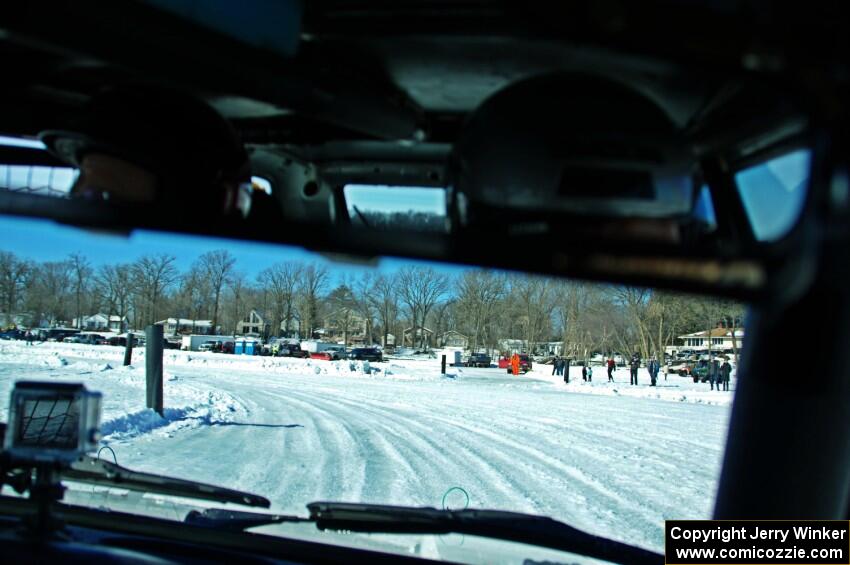 A view of the track from inside Brad Johnson's VW Rabbit.
