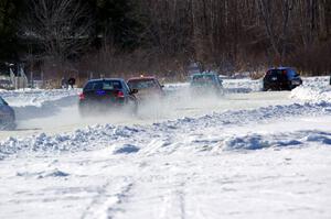 Chris Kleinhuizen's Ford Focus gets stuck in the first corner.