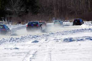 Chris Kleinhuizen's Ford Focus gets stuck in the first corner.