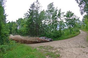 Travis Pastrana / Robbie Durant Subaru WRX STi at a sharp left on SS3, Steamboat I.