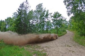 Travis Pastrana / Robbie Durant Subaru WRX STi at a sharp left on SS3, Steamboat I.