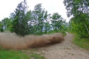 Travis Pastrana / Robbie Durant Subaru WRX STi at a sharp left on SS3, Steamboat I.