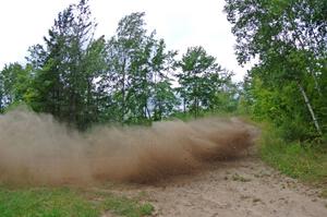 Travis Pastrana / Robbie Durant Subaru WRX STi at a sharp left on SS3, Steamboat I.