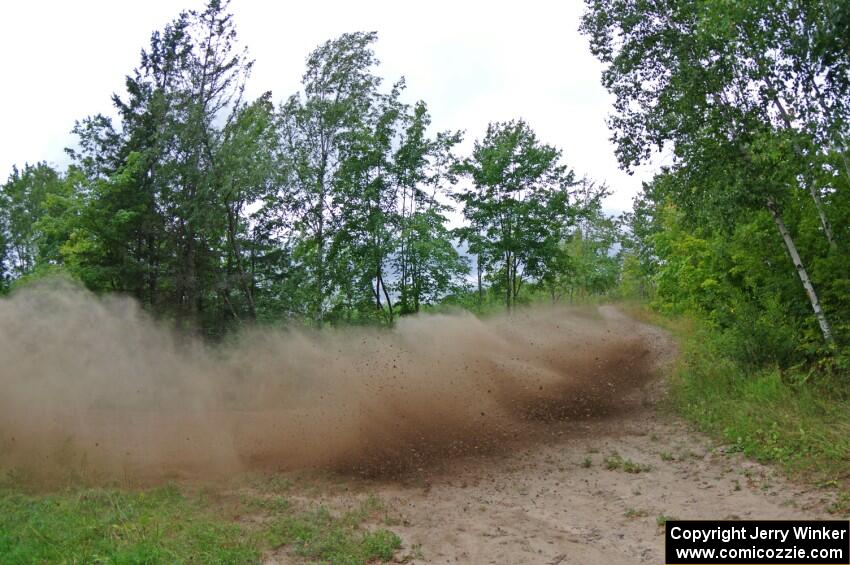 Travis Pastrana / Robbie Durant Subaru WRX STi at a sharp left on SS3, Steamboat I.