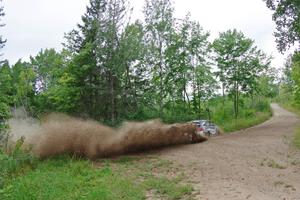 David Higgins / Craig Drew Subaru WRX STi  at a sharp left on SS3, Steamboat I.