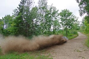 David Higgins / Craig Drew Subaru WRX STi  at a sharp left on SS3, Steamboat I.