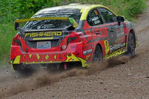 Jeff Seehorn / Karen Jankowski Subaru WRX STi at a sharp left on SS3, Steamboat I.