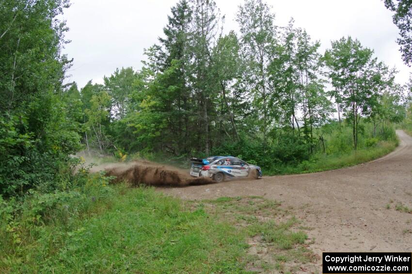 David Higgins / Craig Drew Subaru WRX STi  at a sharp left on SS3, Steamboat I.