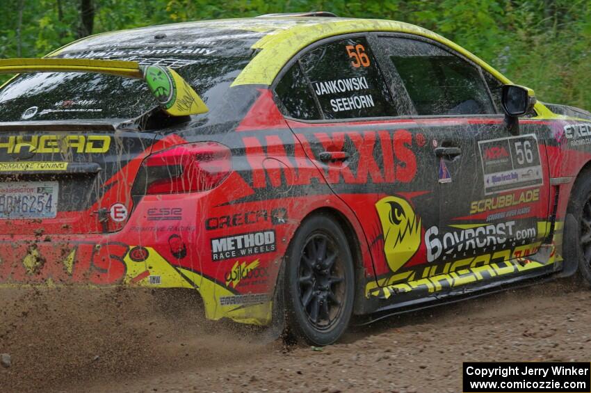 Jeff Seehorn / Karen Jankowski Subaru WRX STi at a sharp left on SS3, Steamboat I.