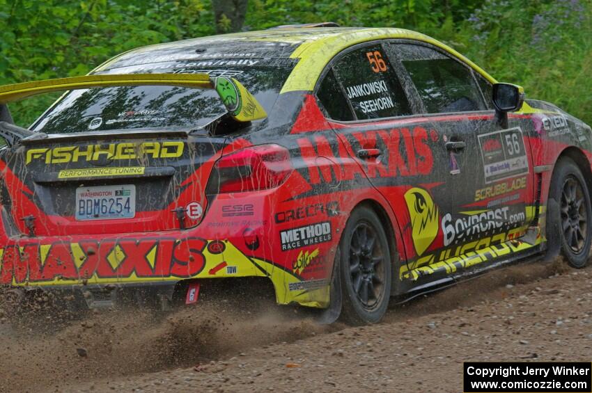 Jeff Seehorn / Karen Jankowski Subaru WRX STi at a sharp left on SS3, Steamboat I.