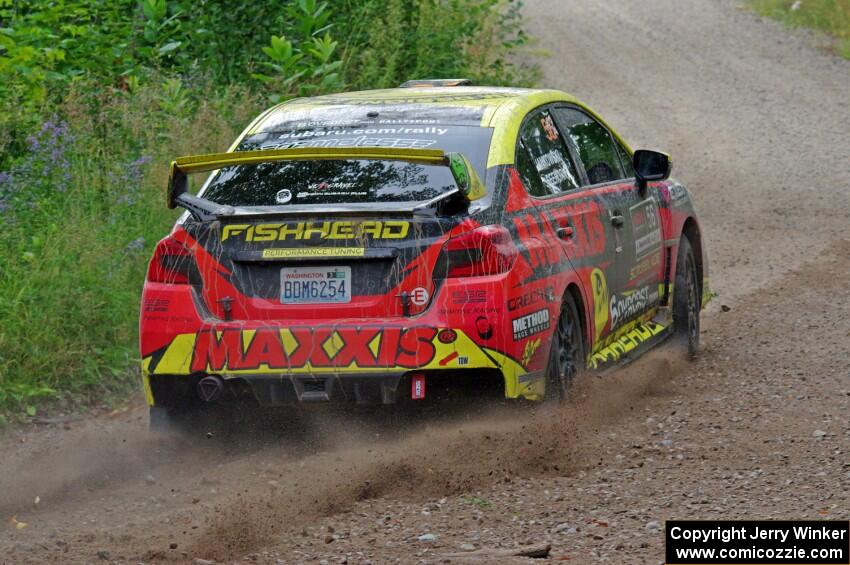 Jeff Seehorn / Karen Jankowski Subaru WRX STi at a sharp left on SS3, Steamboat I.