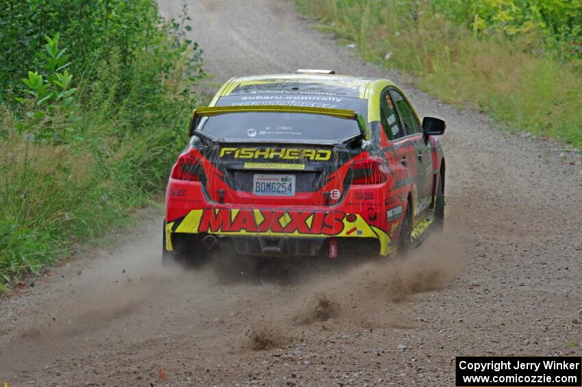 Jeff Seehorn / Karen Jankowski Subaru WRX STi at a sharp left on SS3, Steamboat I.