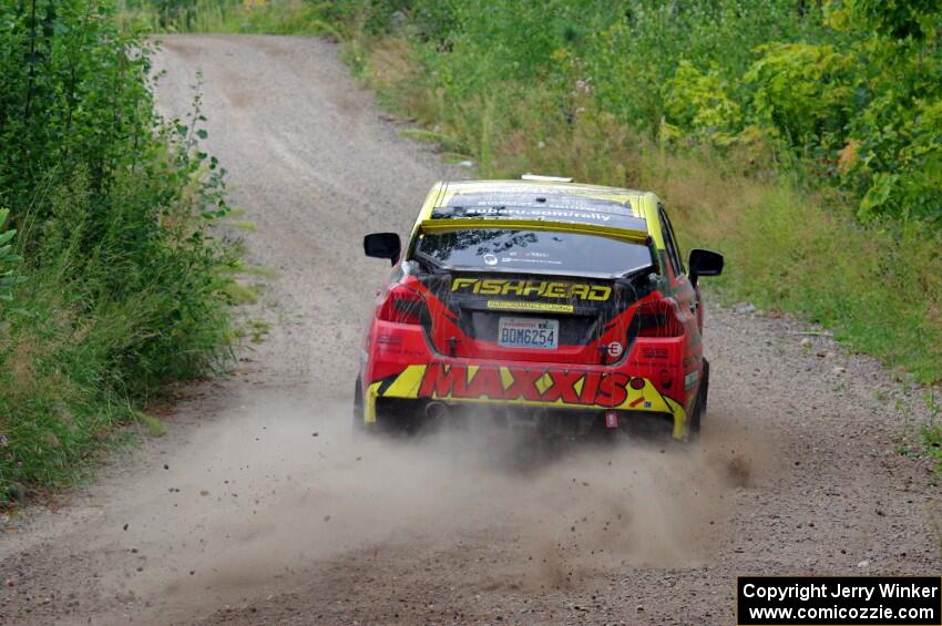 Jeff Seehorn / Karen Jankowski Subaru WRX STi at a sharp left on SS3, Steamboat I.